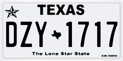 TX license plate DZY1717
