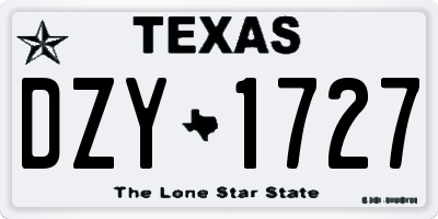 TX license plate DZY1727