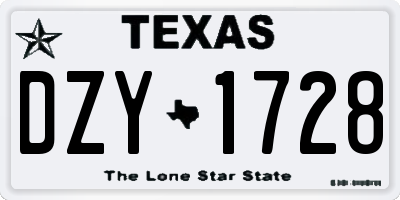TX license plate DZY1728
