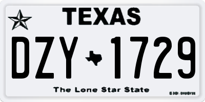 TX license plate DZY1729