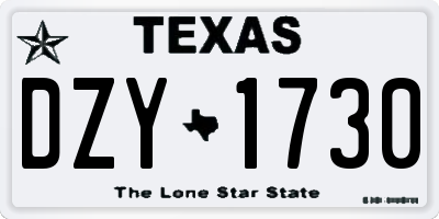 TX license plate DZY1730