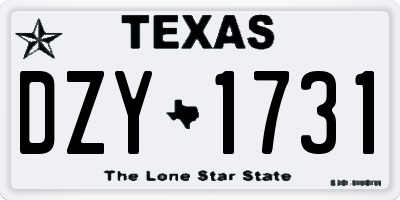 TX license plate DZY1731