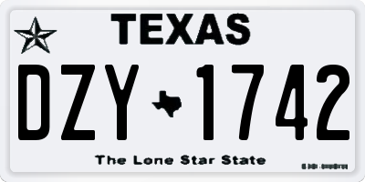 TX license plate DZY1742