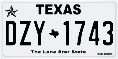 TX license plate DZY1743