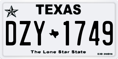 TX license plate DZY1749