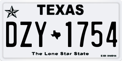 TX license plate DZY1754
