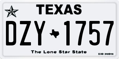 TX license plate DZY1757