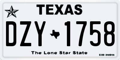 TX license plate DZY1758