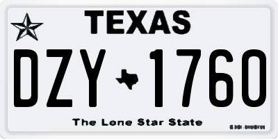 TX license plate DZY1760