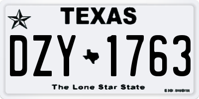 TX license plate DZY1763