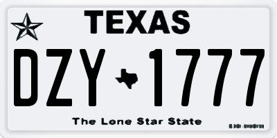 TX license plate DZY1777