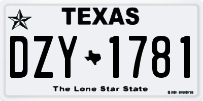 TX license plate DZY1781
