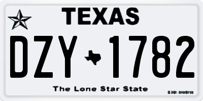 TX license plate DZY1782