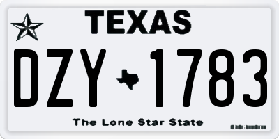 TX license plate DZY1783
