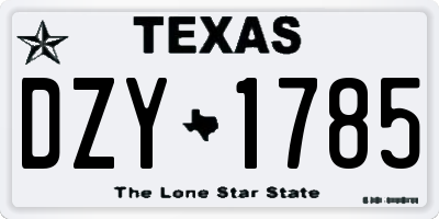 TX license plate DZY1785