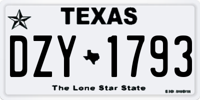 TX license plate DZY1793