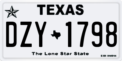 TX license plate DZY1798