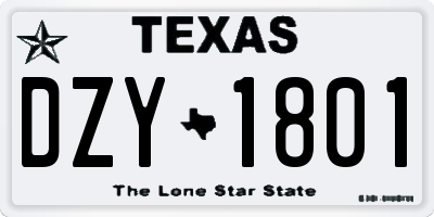 TX license plate DZY1801
