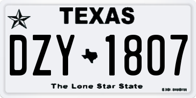 TX license plate DZY1807