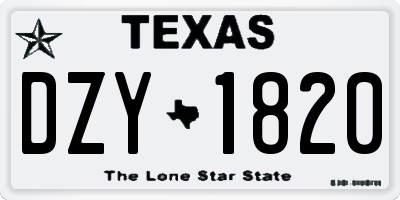 TX license plate DZY1820