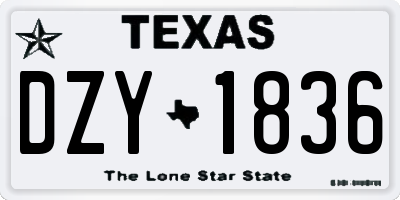 TX license plate DZY1836