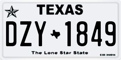 TX license plate DZY1849