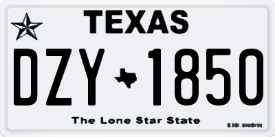 TX license plate DZY1850
