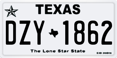TX license plate DZY1862