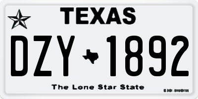 TX license plate DZY1892