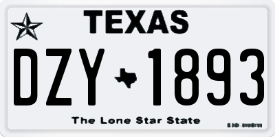 TX license plate DZY1893