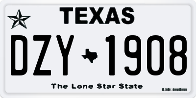 TX license plate DZY1908