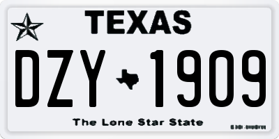 TX license plate DZY1909