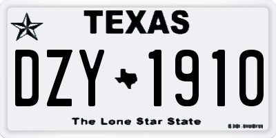 TX license plate DZY1910