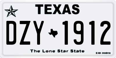 TX license plate DZY1912
