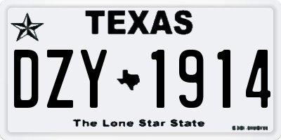 TX license plate DZY1914