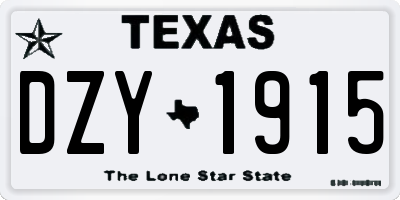TX license plate DZY1915