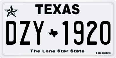 TX license plate DZY1920