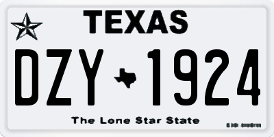 TX license plate DZY1924