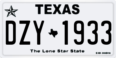 TX license plate DZY1933