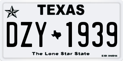 TX license plate DZY1939