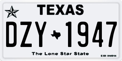 TX license plate DZY1947