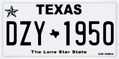 TX license plate DZY1950