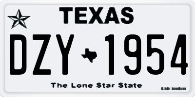 TX license plate DZY1954