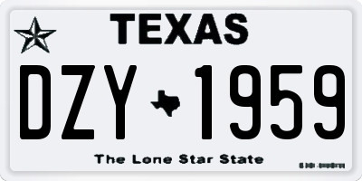 TX license plate DZY1959