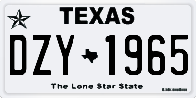 TX license plate DZY1965