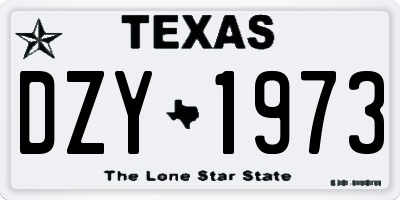 TX license plate DZY1973