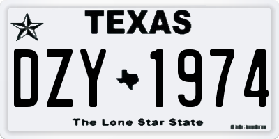 TX license plate DZY1974