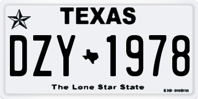 TX license plate DZY1978