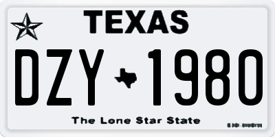 TX license plate DZY1980