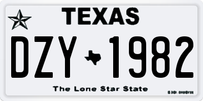 TX license plate DZY1982